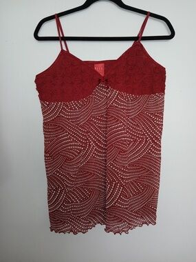elle intimates red lace slip dress L